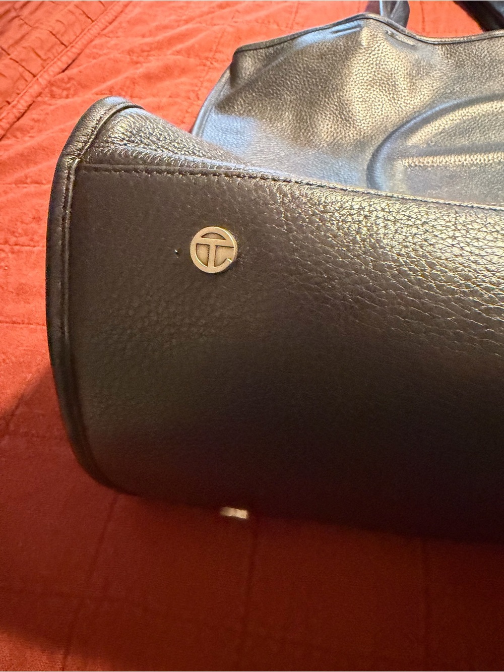 Telfar Black Large Leather Tote - Picture 2 of 16